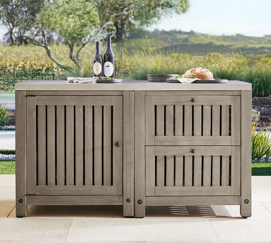 Abbott Outdoor Kitchen FSC® Acacia Two-Drawer & Single-Door Cabinet